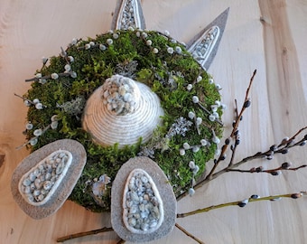 Natural Spring Pussy-willow BUNNY Wreath, Easter RABBIT- Spring farmhouse Easter spring wreath,front-door hanger, Wall Room House decoration