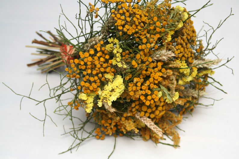 YELLOW Easter spring FLOWERS Natural dried Tansy flowers-Limonium-Flower arrangement-Rustic WEDDING Boho-Rustic Natural decoration-Craft