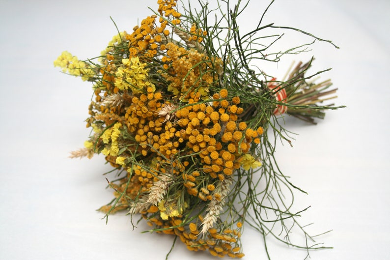 YELLOW Easter spring FLOWERS Natural dried Tansy flowers-Limonium-Flower arrangement-Rustic WEDDING Boho-Rustic Natural decoration-Craft