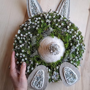 Natural Spring Pussy-willow BUNNY Wreath, Easter RABBIT- Spring farmhouse Easter spring wreath,front-door hanger, Wall Room House decoration
