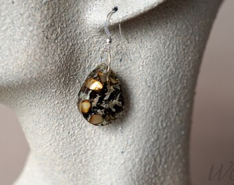 Golden-Fairyland-MOSS-SHELL earrings,Forest Nature earrings, Real Moss-Lichen earring, Woodland Lichen jewelry,Unique nature Gift for mother