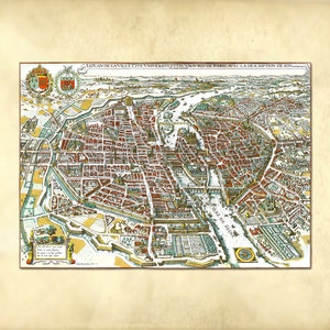 Mapa Merian de Paris, 1615 - Mapa antigo de Paris - Planos de Paris - vista aérea - mapa da cidade de Paris França - Download para impressão