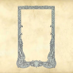 Nordic Ornamental frame &#39;norræna viking edition&#39; with kings and creatures - Printable Digital Download Antique Vintage Clip Art Frame