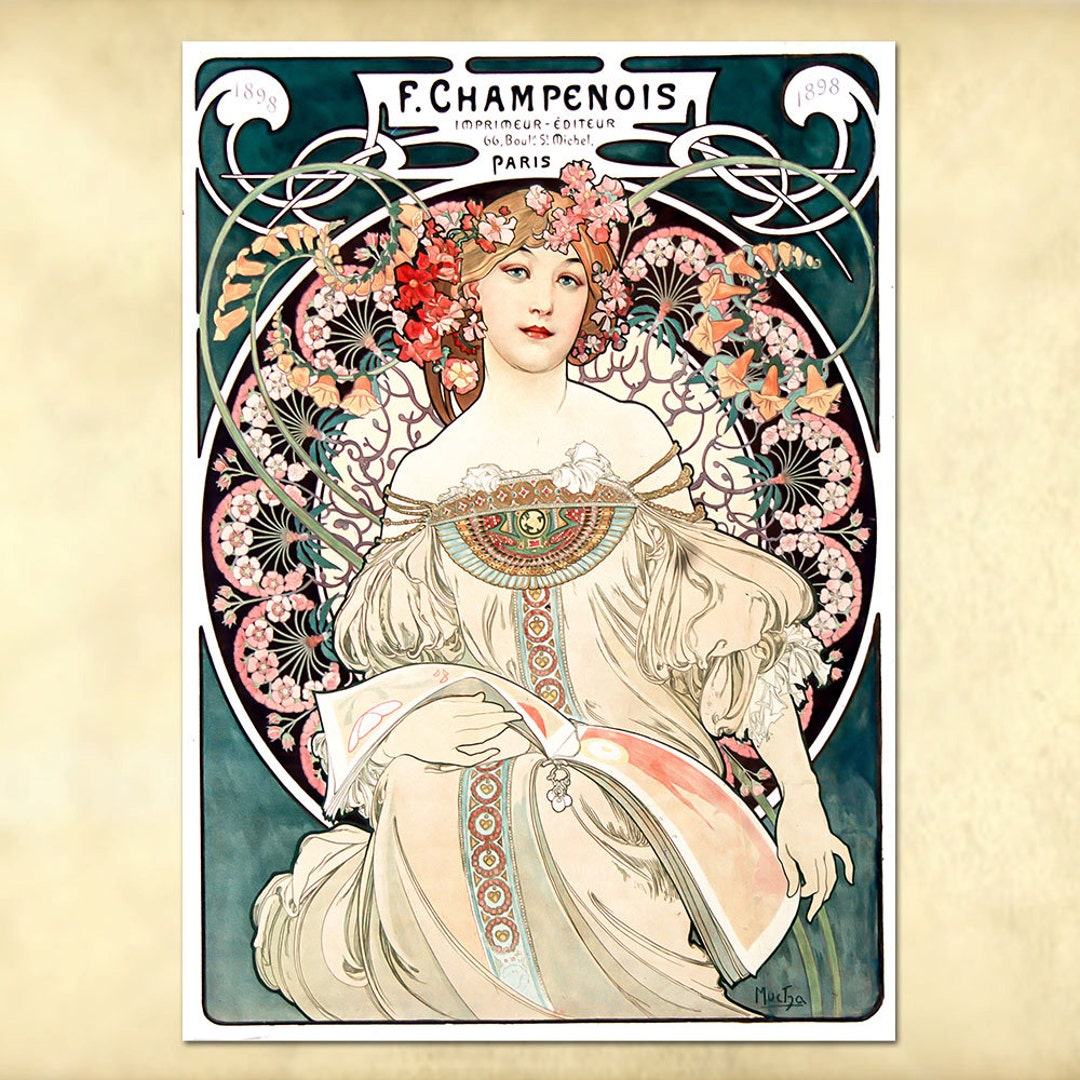 Alphonse Mucha F. CHAMPENOIS IMPRIMEUR-EDITEUR Art Nouveau Poster ...