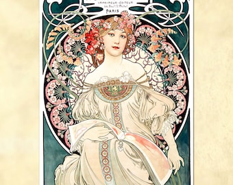 Alphonse Mucha – F. CHAMPENOIS IMPRIMEUR-EDITEUR - Art Nouveau Poster - vintage - antique repro digital download