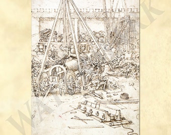 Leonardo da Vinci Sketch, Foundry Courtyard Drawing (Digital Download)
