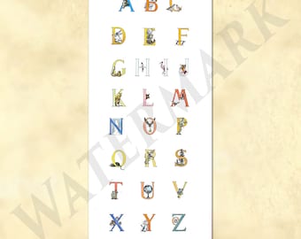 Vintage dierenposter ABC – alfabetkaart 1919 (afdrukbare download)