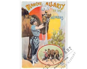 Vintage Circus Poster – Blanche Allarty Camel Act, 1901 (Printable Download)