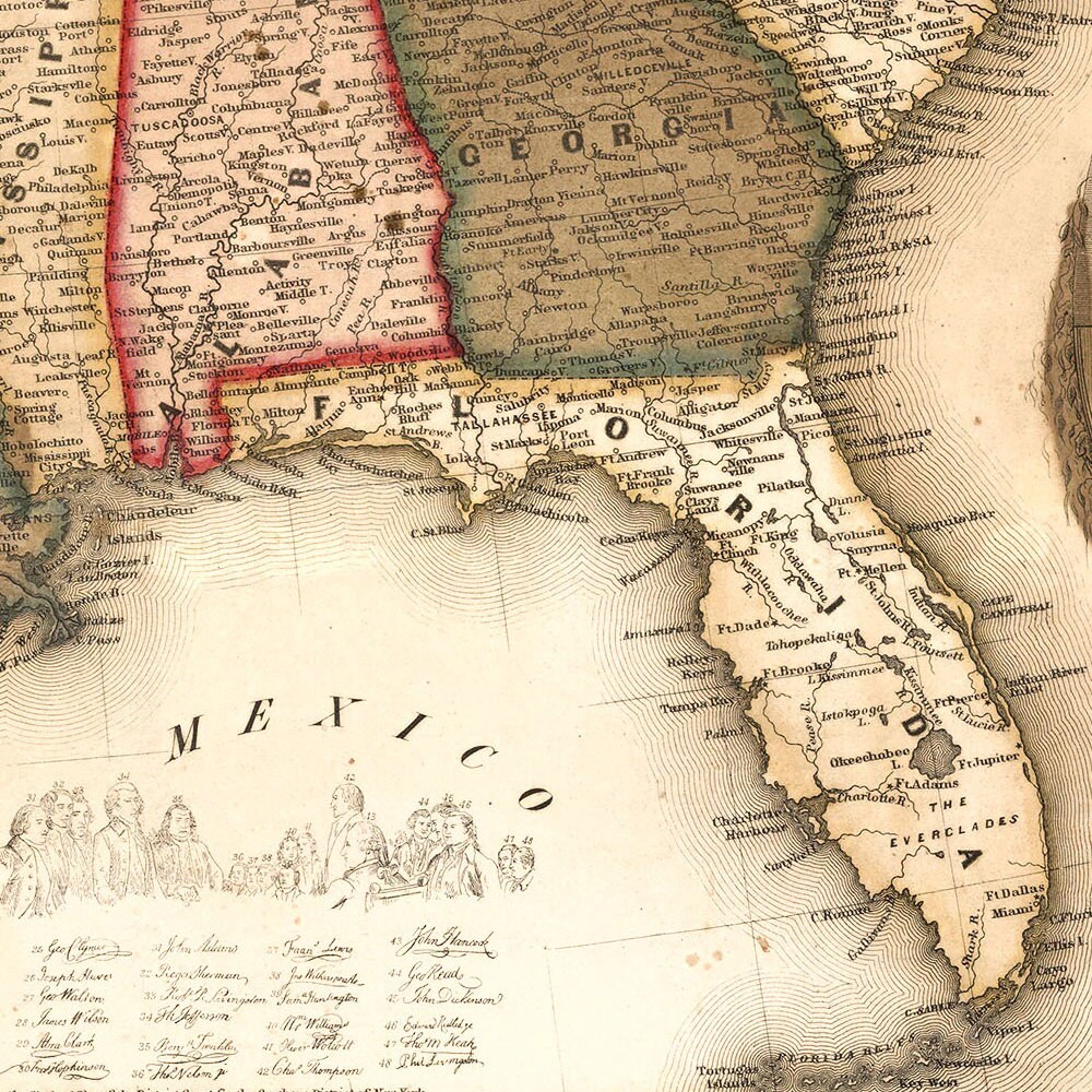 Pictorial Map of the United States From 1849 - Vintage U.S. Atlas Map ...