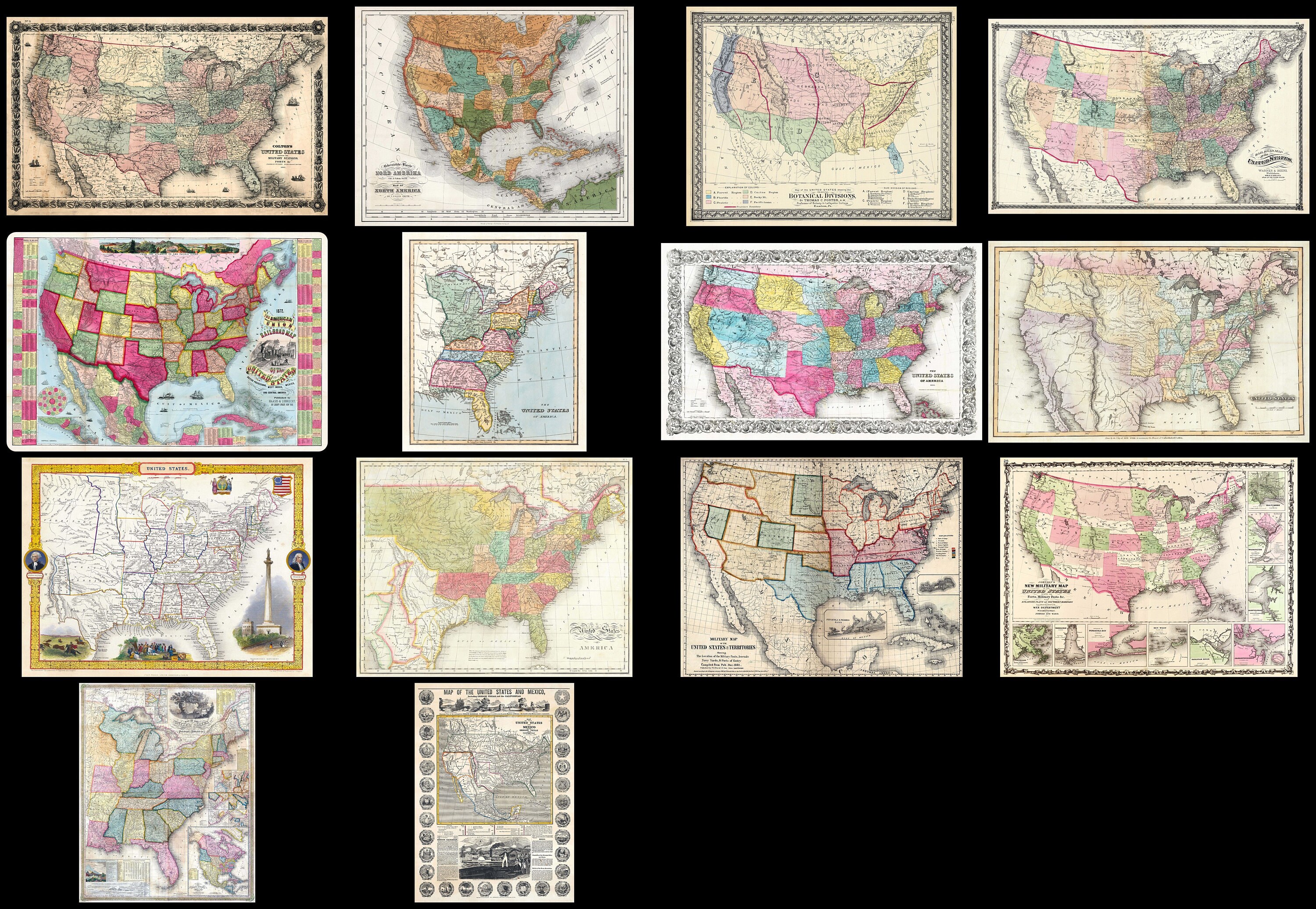19th Century US Maps – Vintage United States Prints (digital