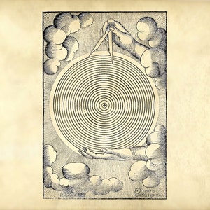Geometric illustration from old ancient alchemy book - symbols and illustrations of alchemical process