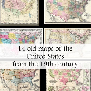 14 mapas antigos dos Estados Unidos do século 19 - mapas vintage dos EUA para impressão para seus projetos DIY - Mapas digitais dos EUA