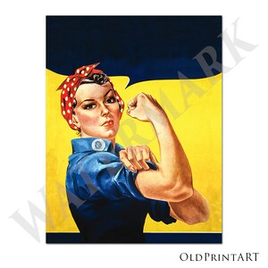 We Can Do It Rosie the Riveter vintage war poster ALSO with NO text for making your DIY posters and papercrafts Printable Download image 3