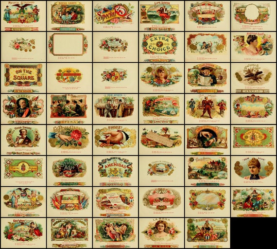 Collection of 89 Old Vintage Cigar Box Labels - Both With Vintage