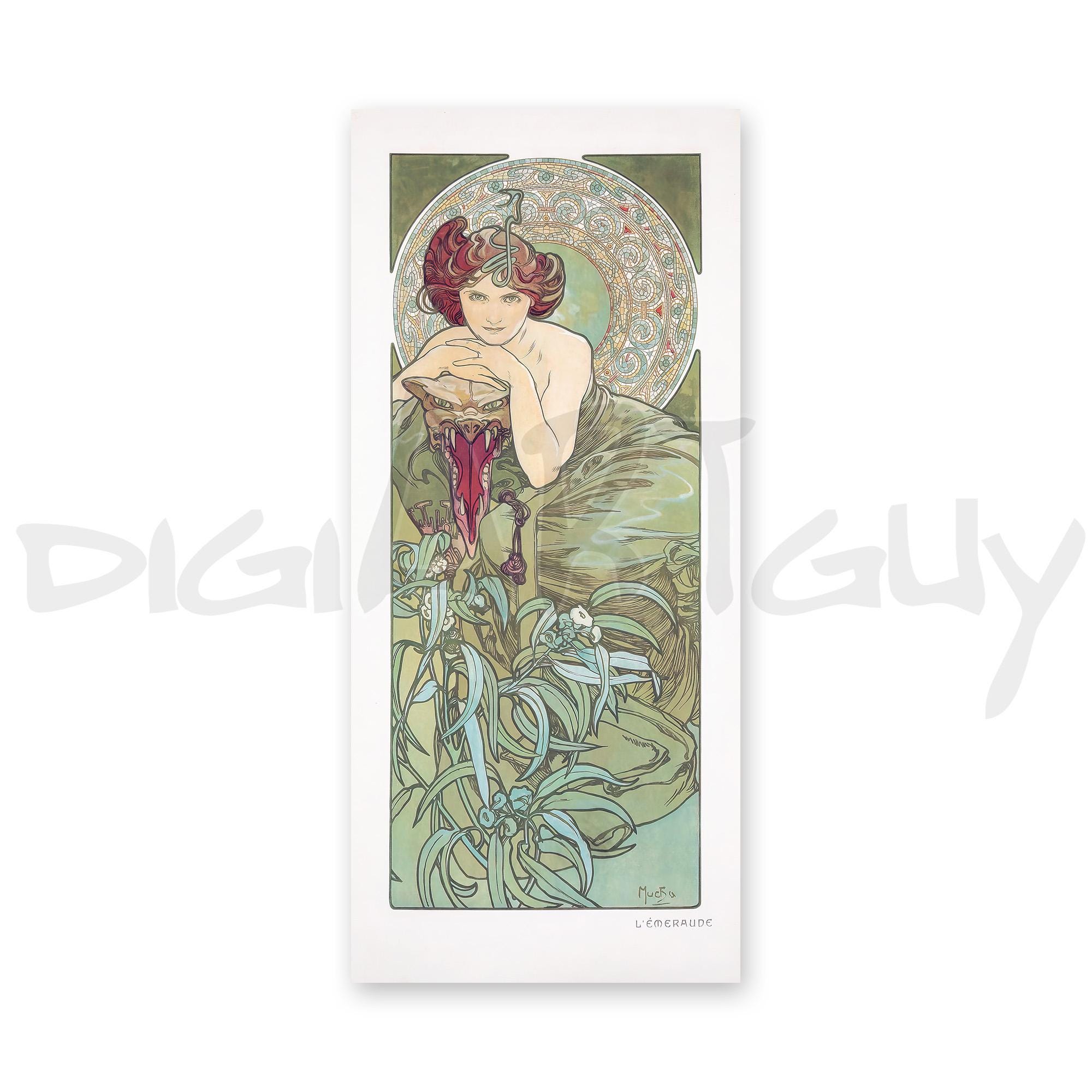 Alphonse Mucha Emerald Art Nouveau Print – Belle Époque Woman