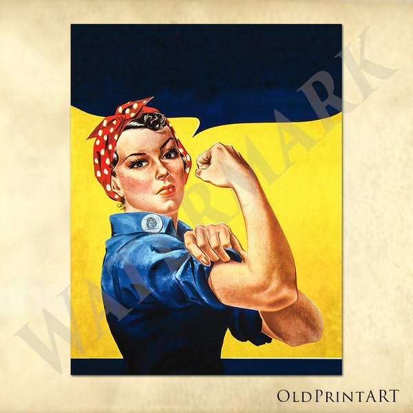 We Can Do It! - Rosie the Riveter - vintage war poster ALSO with NO text for making your DIY posters and papercrafts - Printable Download