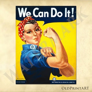 We Can Do It Rosie the Riveter vintage war poster ALSO with NO text for making your DIY posters and papercrafts Printable Download image 2