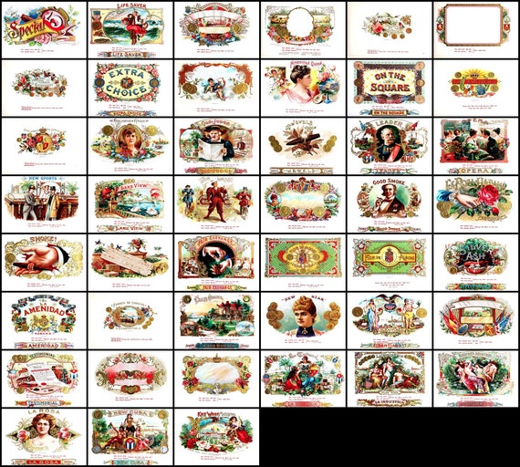 89 Vintage Pictures Art Cigar Box Label Collection Royalty Free Jpeg files CD 