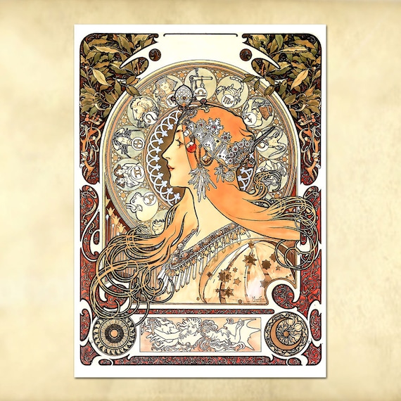 Alphonse Mucha – Zodiac Panneau - Art Nouveau Poster - Vintage