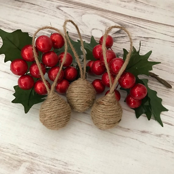 Twine Balls Rustic Christmas Ornaments Primitive Decor Etsy