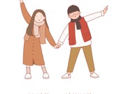 benutzerdefinierte Hochzeit Porträt Einladungskarte, paar Illustration, Jahrestagsgeschenk, Hochzeit Einladung Design, paar Illustration, Geschenkideen