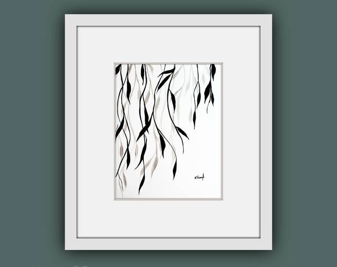 Sale original painting plant art abstract painting contemporary art black and white Sale original painting plant art abstract painting contemporary art black and white