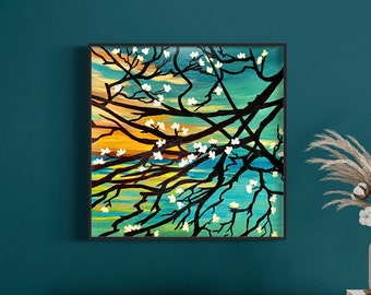 Original Abstract Painting, Contemporary Art, Abstract Tree Painting, Modern Painting, Acrylic Painting on 12x12" Paper