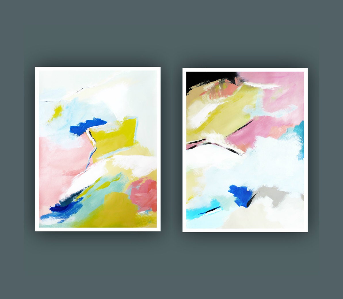 Original Abstract Painting Set Of 2 Painting On Paper Contemporary Art Acrylic Painting Set Of Abstract Paining 18x24 Each