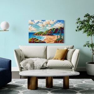 Original Landscape Painting, Contemporary Art, Mountain, Seascape Painting, Acrylic on 24x36 Canvas, Ready to Hang image 2