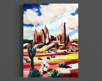 SALE, Original Painting, Contemporary Art, Abstract Painting, Arizona desert landscape, Abstract Arizona Artwork, 9x12" Ready to Hang