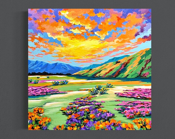 Original Landscape Painting, Contemporary Art, Mountain Painting, Acrylic on 36"x36" Canvas, Ready to Hang
