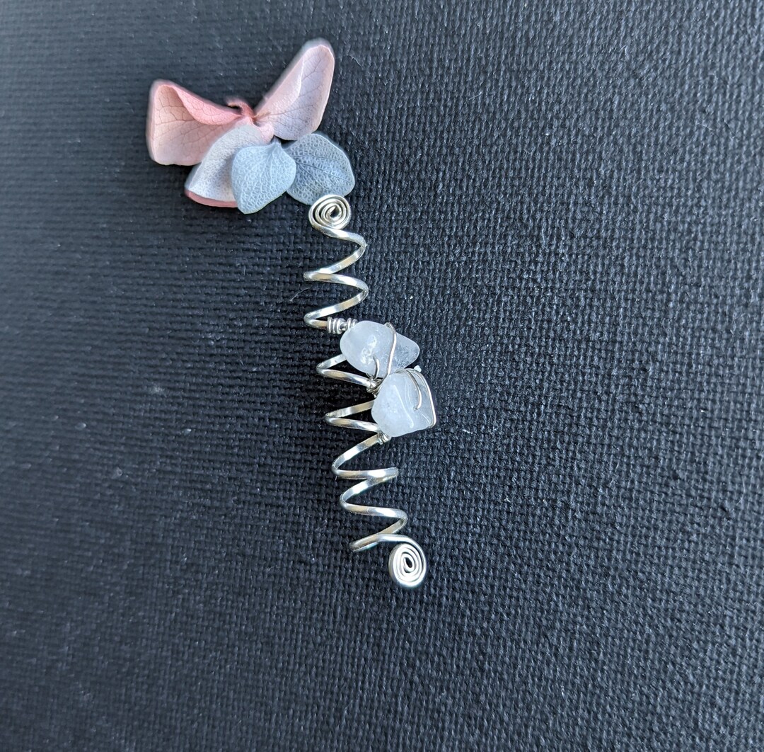 Loc Accessory Silver Genuine .925 Sterling Silver Loc Jewelry With Grey Quartz - Etsy