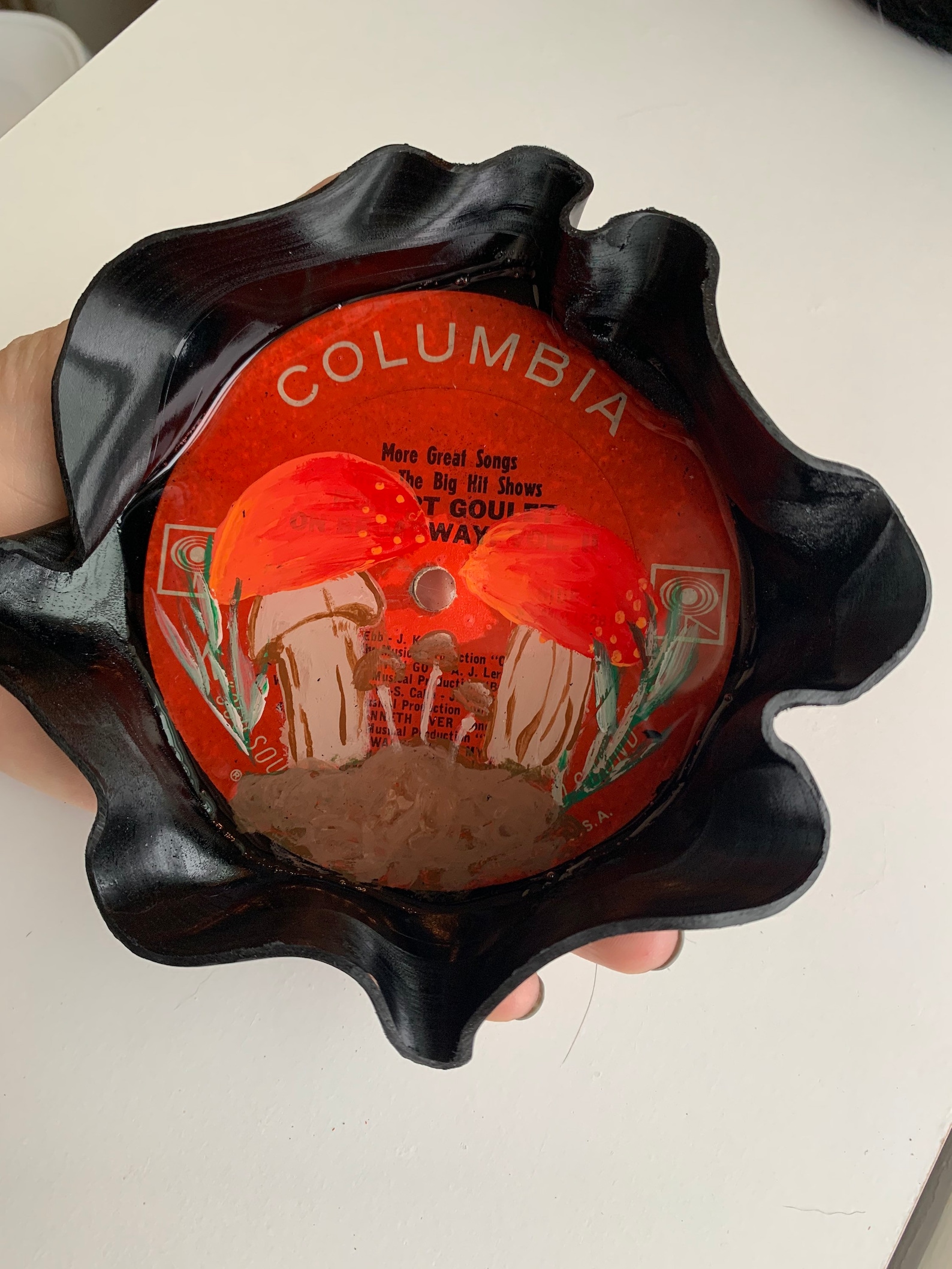 Custom Painting Ashtray Made From Recycled Vinyl Records Etsy