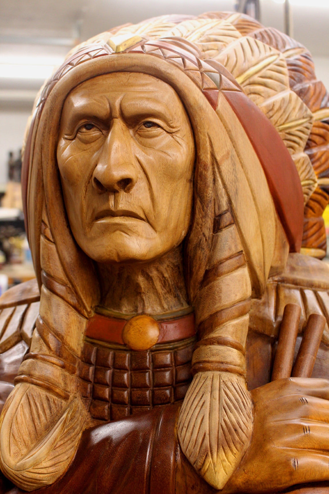 Wooden Indian Statue 6' Wood American Indian Cigar Store Etsy