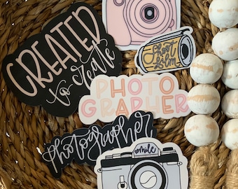 Paquete de pegatinas de fotografía: cámara, película, Polaroid - Vinilo mate (6 unidades)