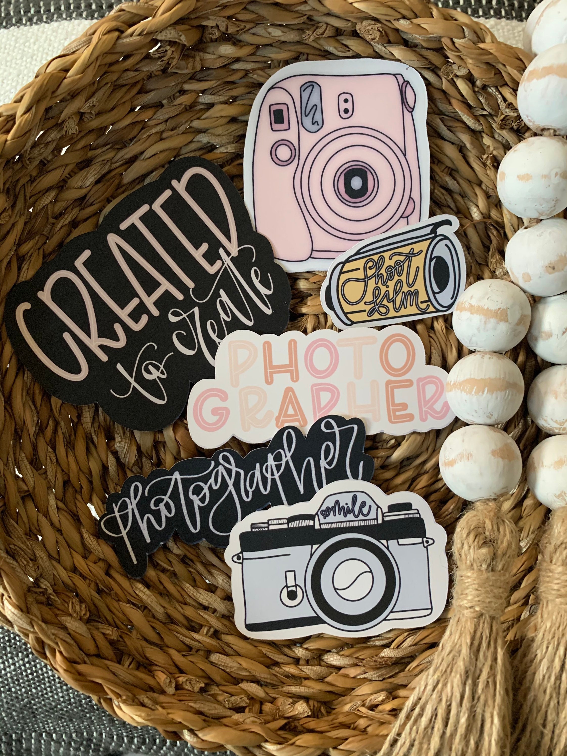 Photography Sticker Pack: Camera, Film, Polaroid - Matte Vinyl (6pc) - Etsy