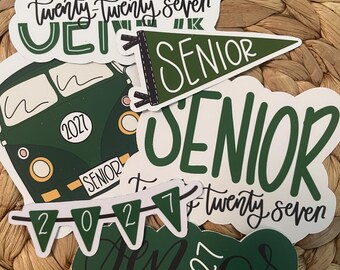 SENIOR year sticker pack green , Class of 2027