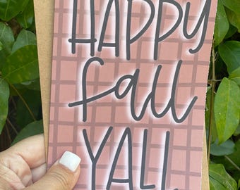 Happy Fall Yall Greeting Card, Fall Card