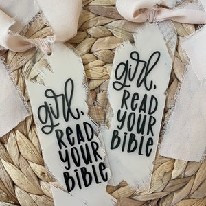 Handlettered Acrylic Bible Bookmark with Ribbon