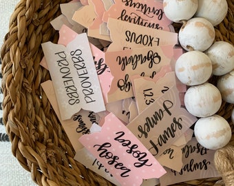 Handlettered Bible Tabs: Custom Laminated Stickers