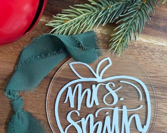 Handlettered Teacher Acrylic Ornament, Lettered Ornament