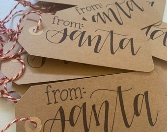 From Santa Tags, Handlettered Gift Tags