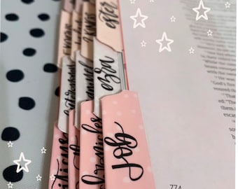 Handlettered Bible Tabs: Laminated Custom Stickers