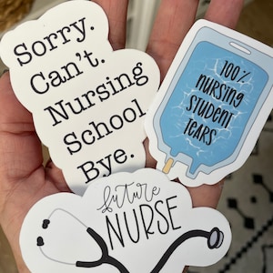 Nurse Life Sticker Pack: Nursing School, Future Nurse (3 Matte Vinyl Stickers)