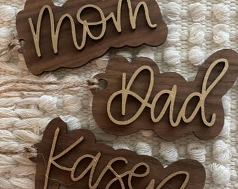 Handlettered Wooden Stocking Tag, Christmas Tag