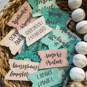 Teal Handlettered Bible Tabs: Laminated Stickers
