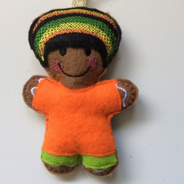 Jamaican Rasta boyfriend birthday gift, Rastafarian gingerbread man ornament, Reggae home decor, Rastafari accessory for car
