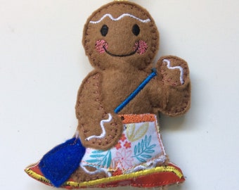 Paddle board gifts, ocean lover, gingerbread ornament, coastal themed decor for him, beach bum boyfriend birthday present.