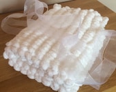 Baby Blanket, Hand Knitted, Pom Pom Wool, Chunky knit, Handmade, For boy, For girl, Baby Shower, New baby, Newborn gift.