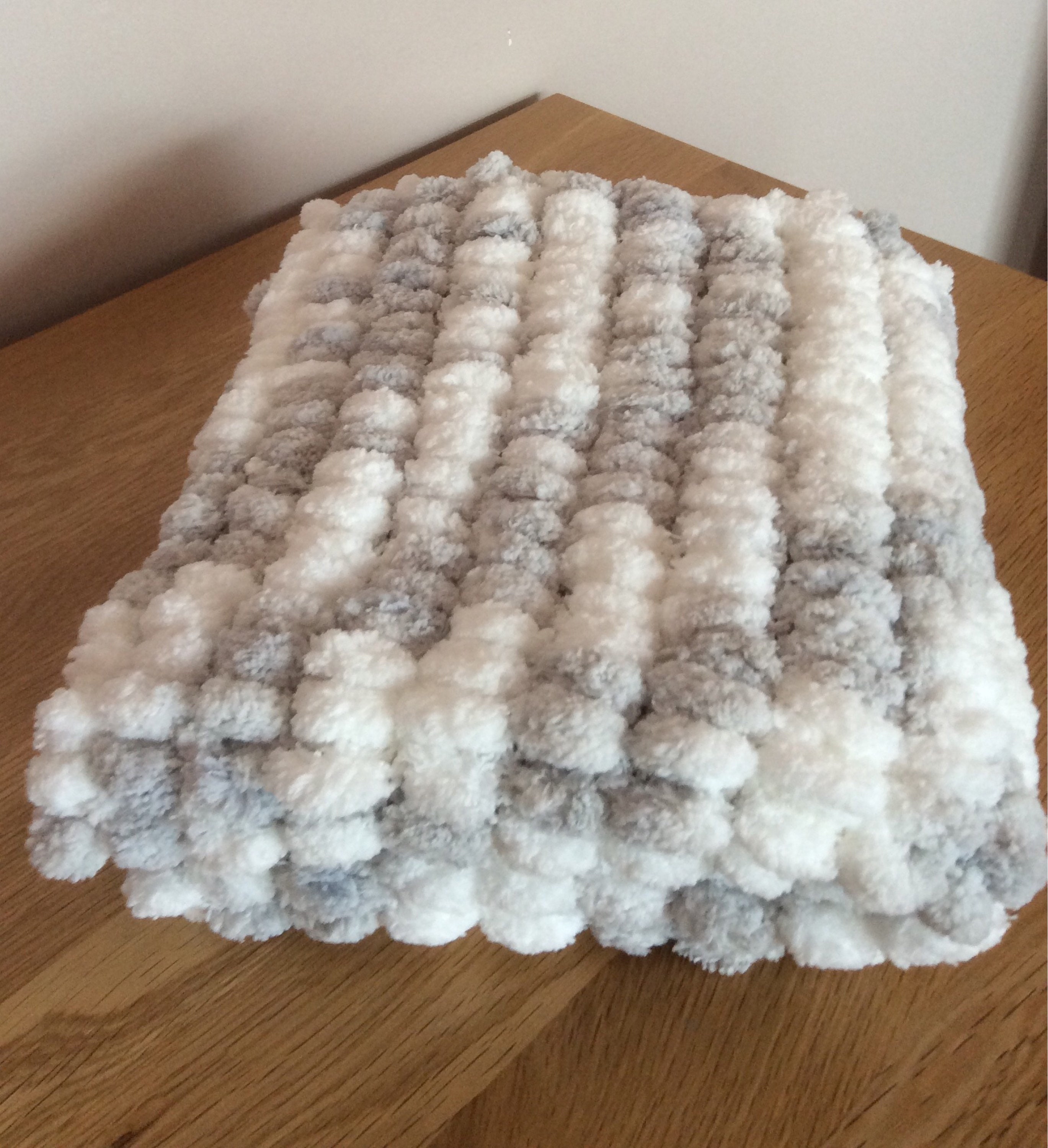Baby Blanket Cover for Pram. Hand Knitted Pom Pom Wool Etsy UK